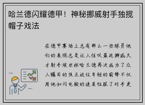 哈兰德闪耀德甲！神秘挪威射手独揽帽子戏法